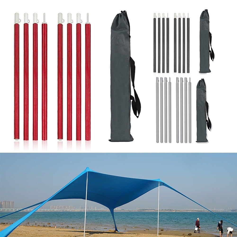 Pali Tenda 2m Alluminio 6061 Leggeri 2 Pali Tenda 2m Alluminio | Lega 6061, anti-, durevoli, 2 , ideali per uso prolungato(Red)