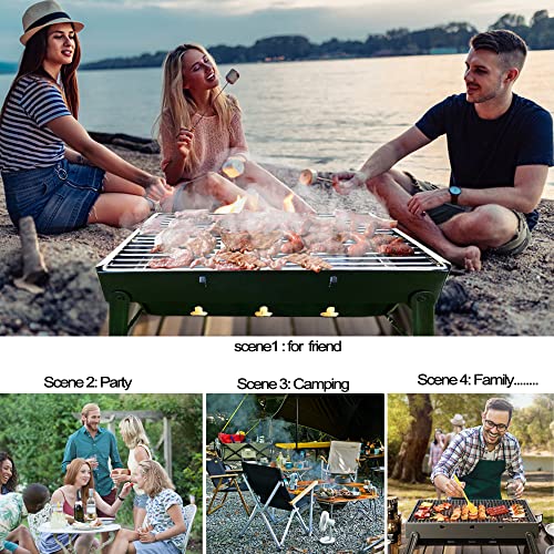 Folding Portable Barbecue Charcoal Grill, Barbecue Desk Tabletop Outdoor Stainless Steel Smoker Bbq For Outdoor Cooking Camping Picnics Beach #TOP6