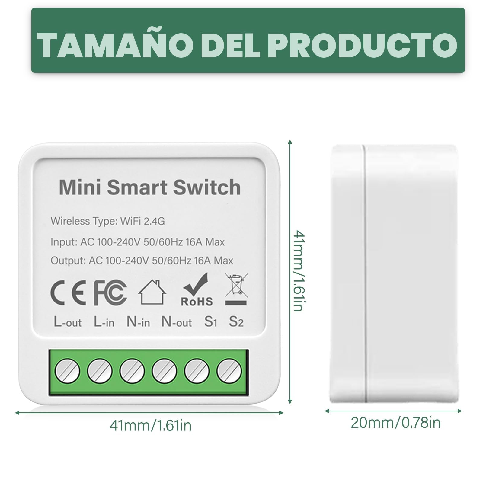 4 interruptores de luz inteligentes, módulo de 1 vía, doble control, mini interruptor wifi DIY, adecuado detrás interruptor de pared, módulo compatible con la aplicación Tuya, Alexa y Google Home