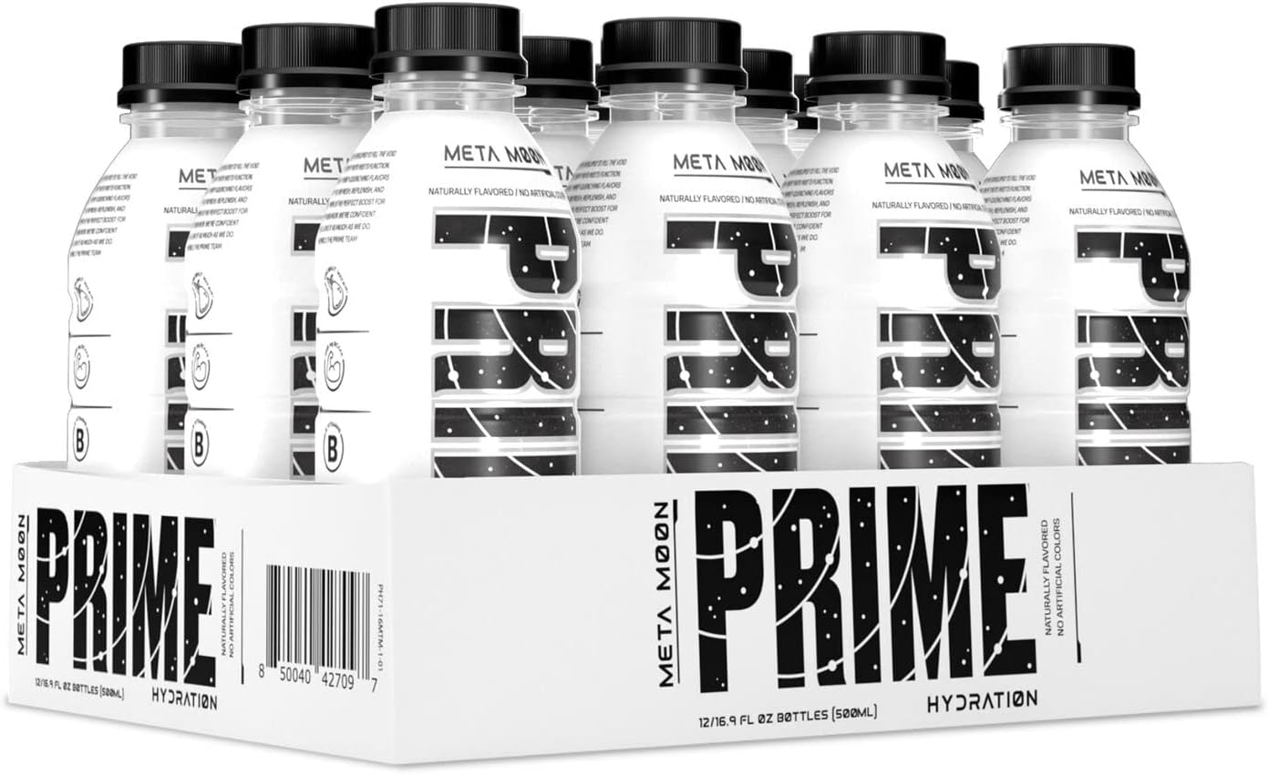 Prime Hydration with BCAA Blend for Muscle Recovery Limited Edition Flavor - Meta Moon (12 Drinks, 16.9 Fl Oz. Each)