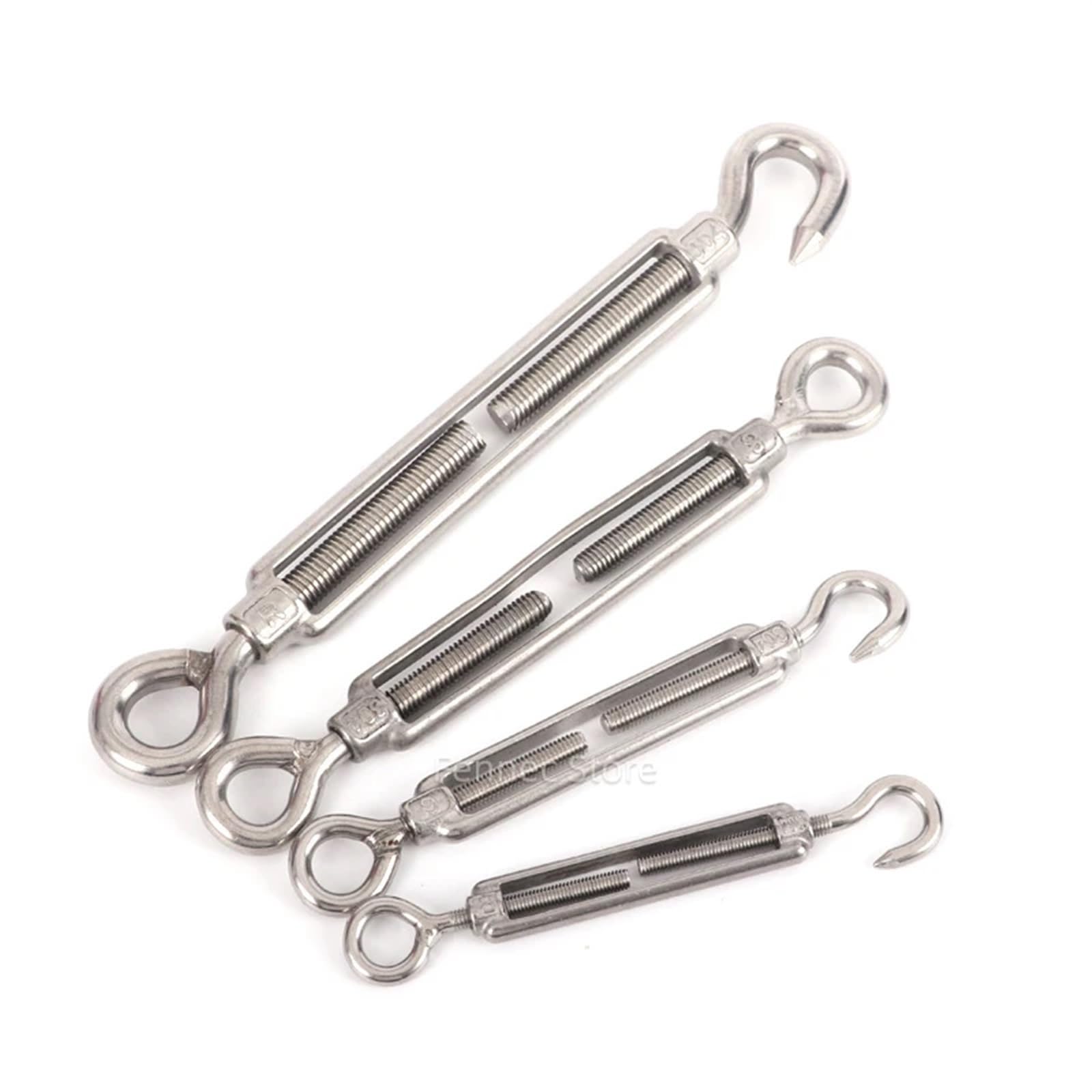 Spannschloss, Drahtspanner, Packung mit 5 Hakenösen-Spannschloss-Gartendrahtspannern aus 304-Edelstahl in verschiedenen Größen(CC Type-5PCS,M10)
