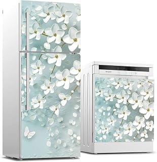 Buzdolabı ve Bulaşık Makinası Beyaz Eşya Sticker Kaplama 3d Mavimsi Ağaç
