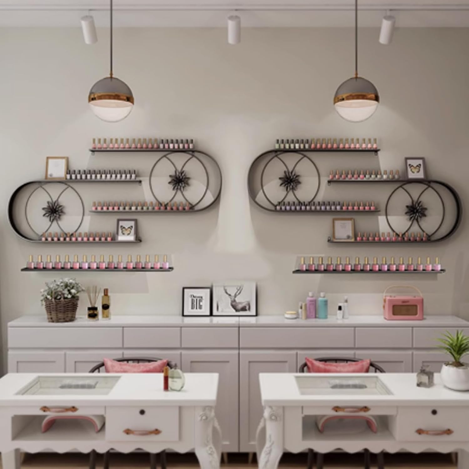 Présentoir vernis à ongles mural en U pour organiser la coiffeuse de chambre