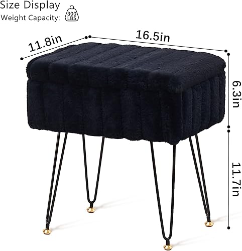 Miniatura 2 de Wimarsbon Otomana de piel de visón sintético, color verde marino, 16.5 pulgadas de largo x 12 pulgadas de ancho x 18 pulgadas de alto, amortiguación