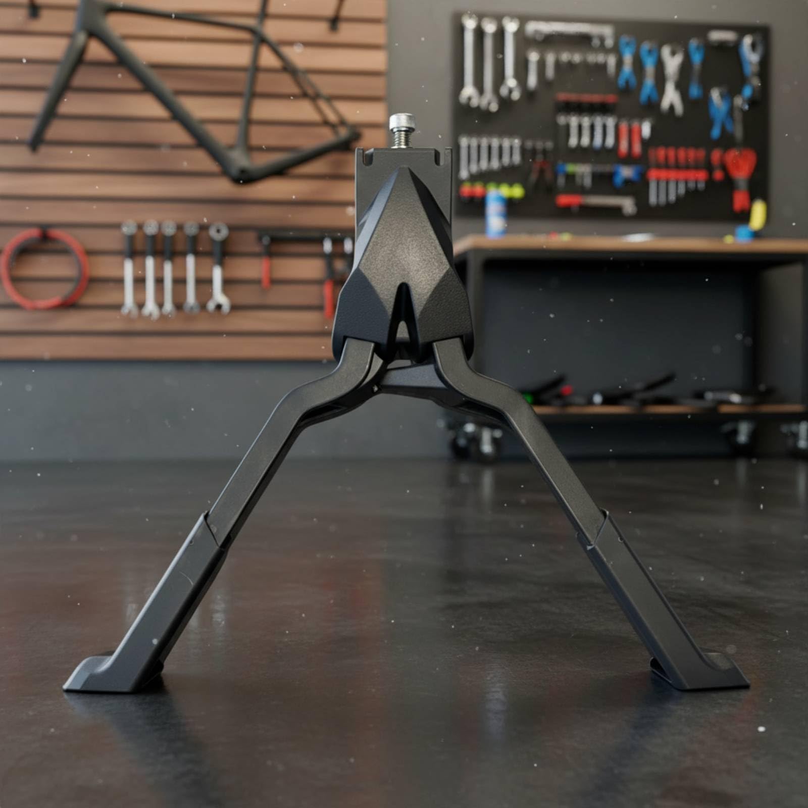 Béquille de Vélo Centre Support Pied Cric Structure Robuste en Alliage d'Aluminium tabilité à Double Jambe et Embouts en Nylon Antidérapants Hauteur