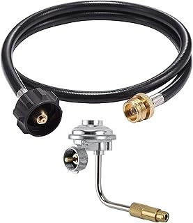 MOFLAME 4 FT Propane Adapter Hose and 1lb Grill Regulator Fitting for Blackstone 17” and 22” Tabletop Griddle,QCC1 / Type1 Connects Conversion 1 lb to 20 lb Propane Tank Cylinder