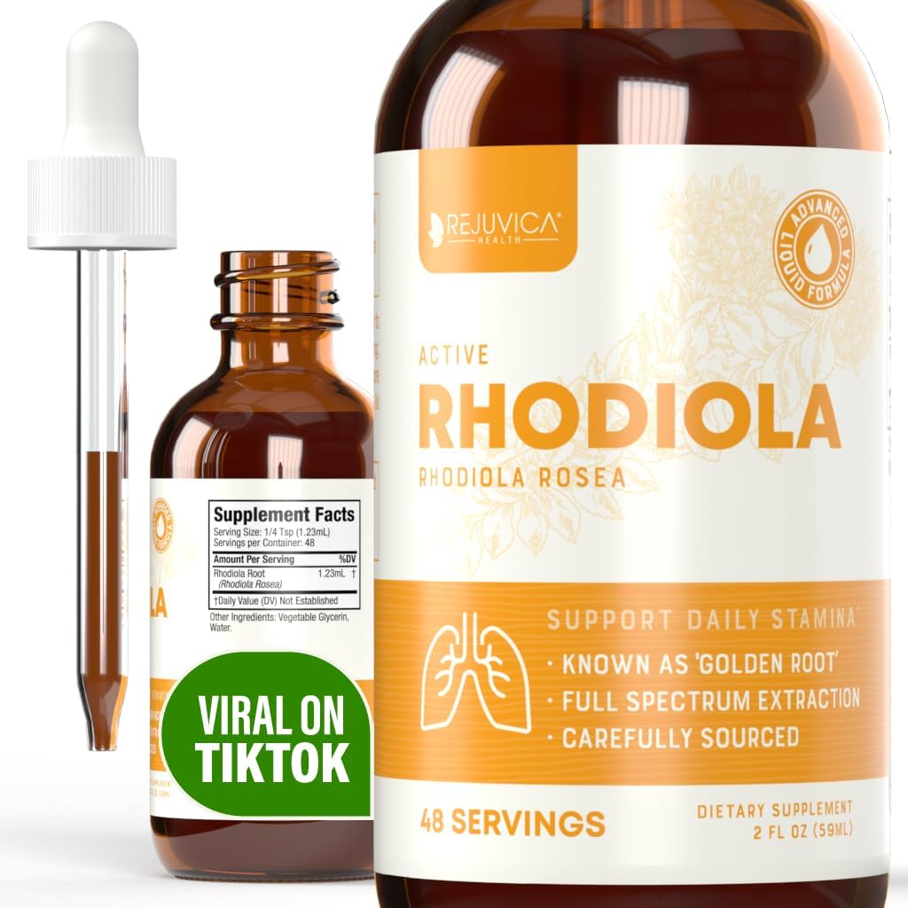 Rejuvica Health Active Rhodiola – Rhodiola Root Extract with Natural Occuring Rosavins, Liquid Delivery for Better Absorption – Supports Energy Levels and Stress Relief