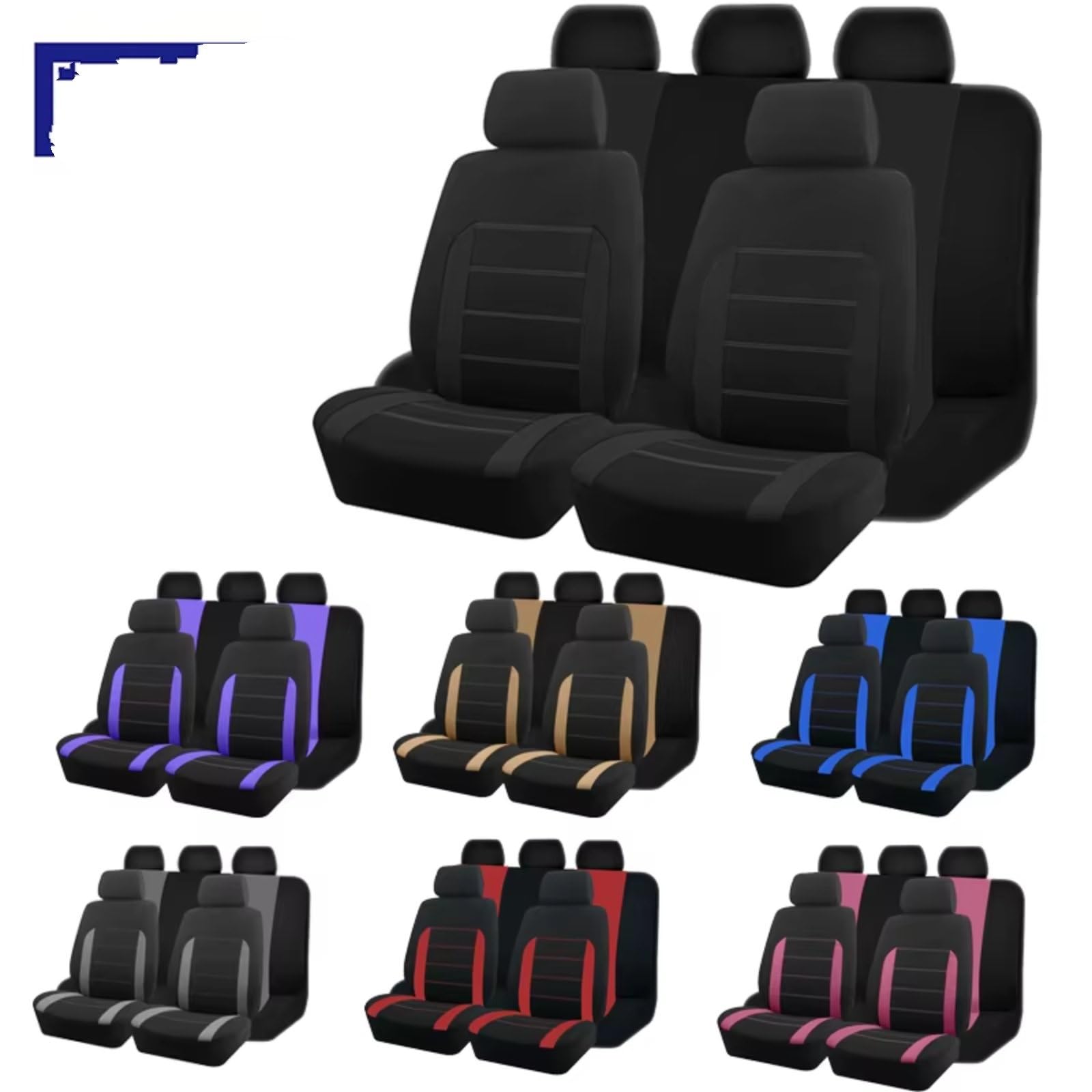 Fundas Asiento Coche Tamaño Universal Aptas Mayoría SUV Camiones Furgonetas Accesorios Interiores Juego Completo Fundas Protectoras Asientos Coche(Red 5 Seat)