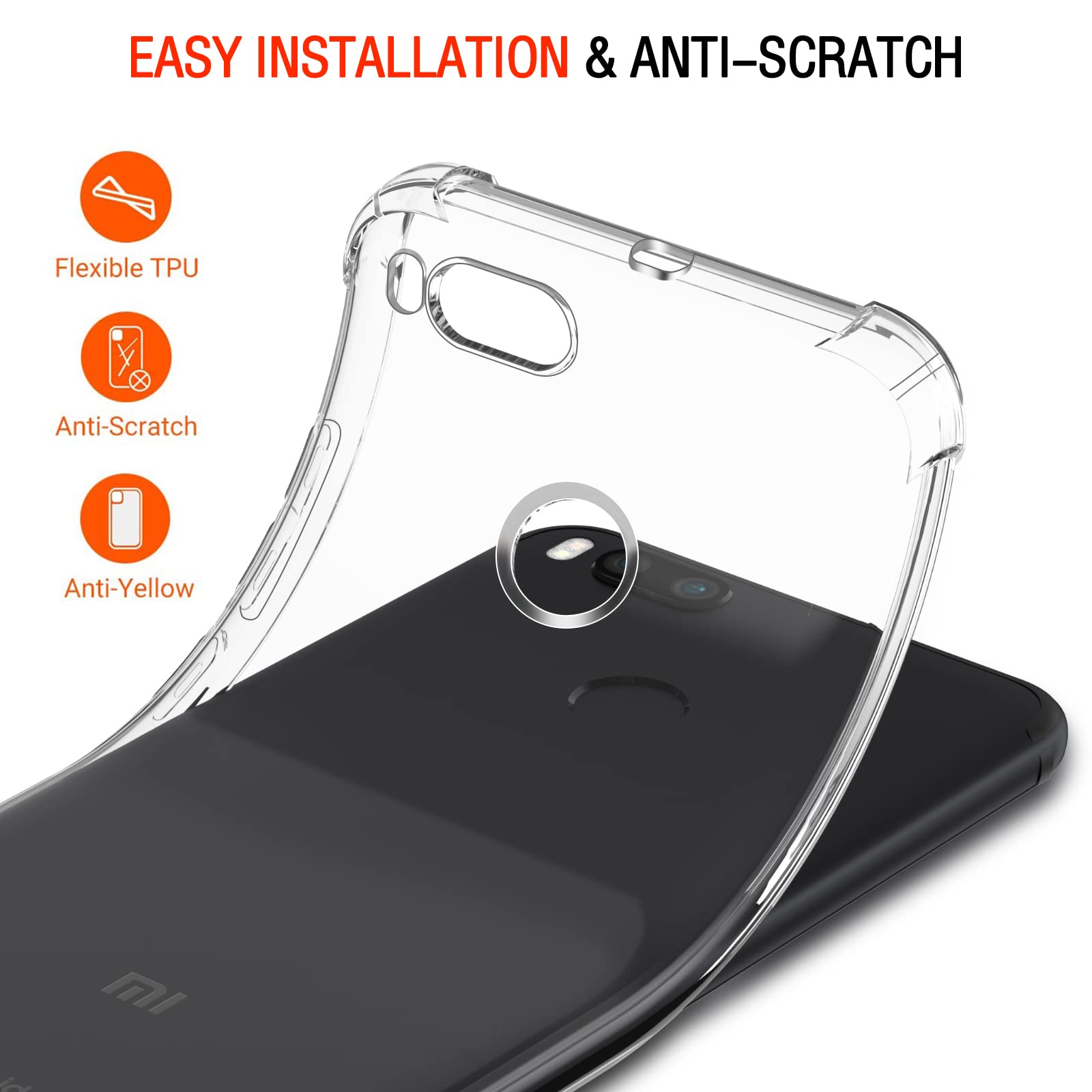 iVoler Cover per Xiaomi Redmi A2 / Redmi A1, Custodia Trasparente per Assorbimen