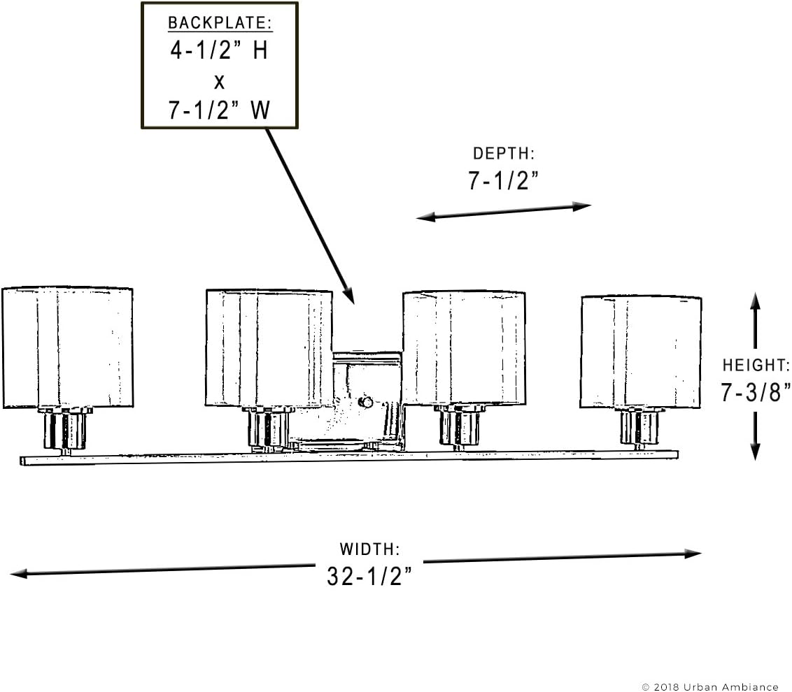 Urban Ambiance Luxury Cosmopolitan Bathroom Vanity Light, Large Size: 7.375" H x 32.5" W, with Transitional Style Elements, Olde Bronze Finish and White Shade, UHP2515 from The Tacoma Collection