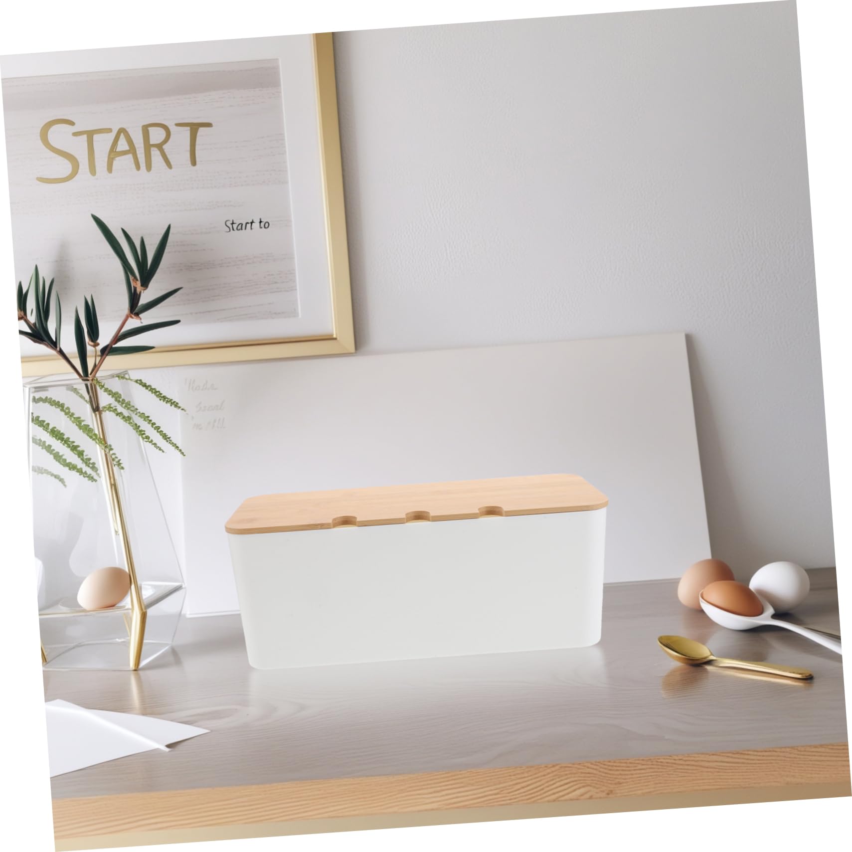 Caja Organizadora de Cables con Orificios para Escritorio, 1 Juego | Plástico y Madera, Diseño Simple y Moderno, para Oficina y Sala de Conferencias