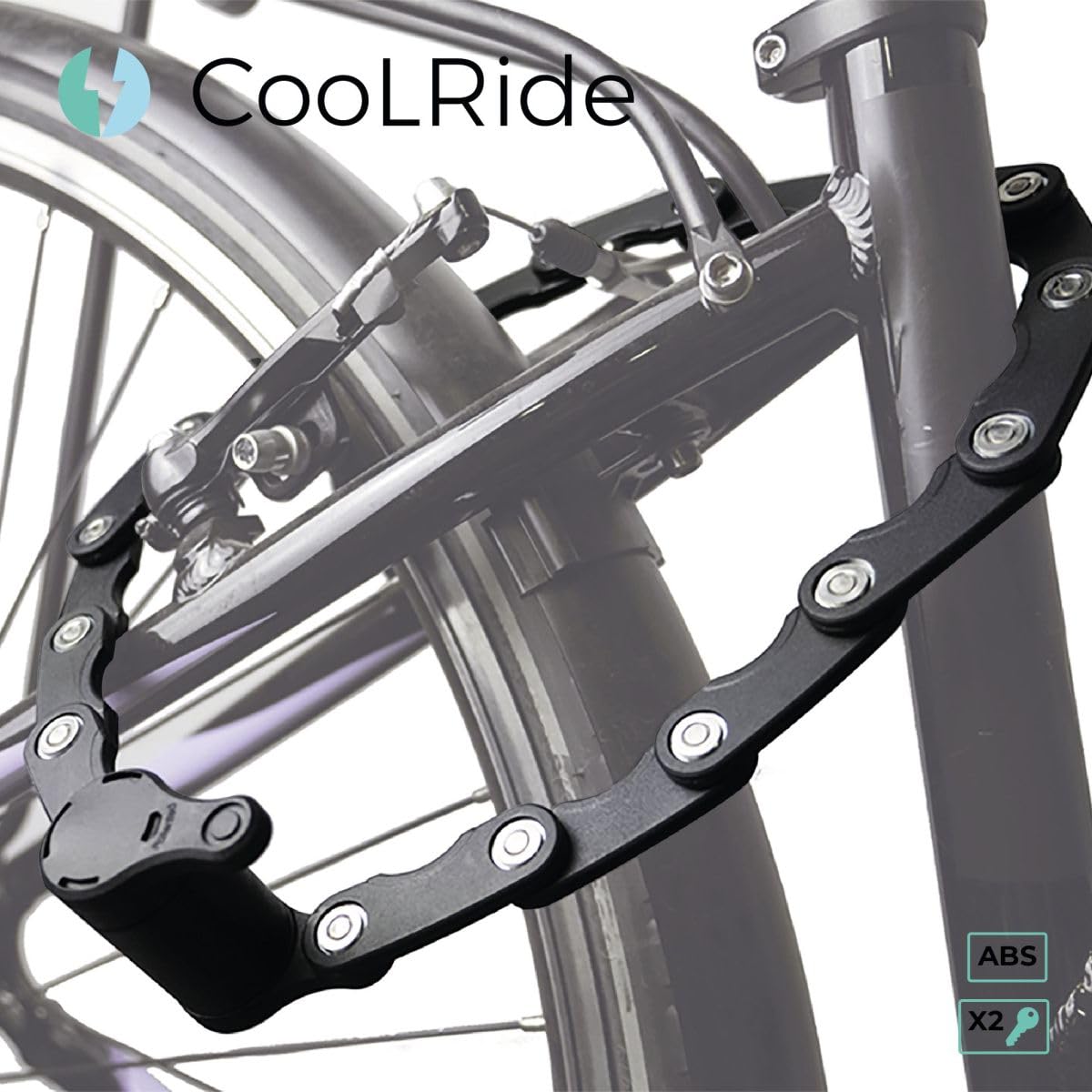 Cool Ride - Antivol Pliant Ultra Compact - 16 Tiges Acier Renforcé - Système Anti-Crochetage - Support de Rangement Auto-Agrippant - Vélo & Trottinette