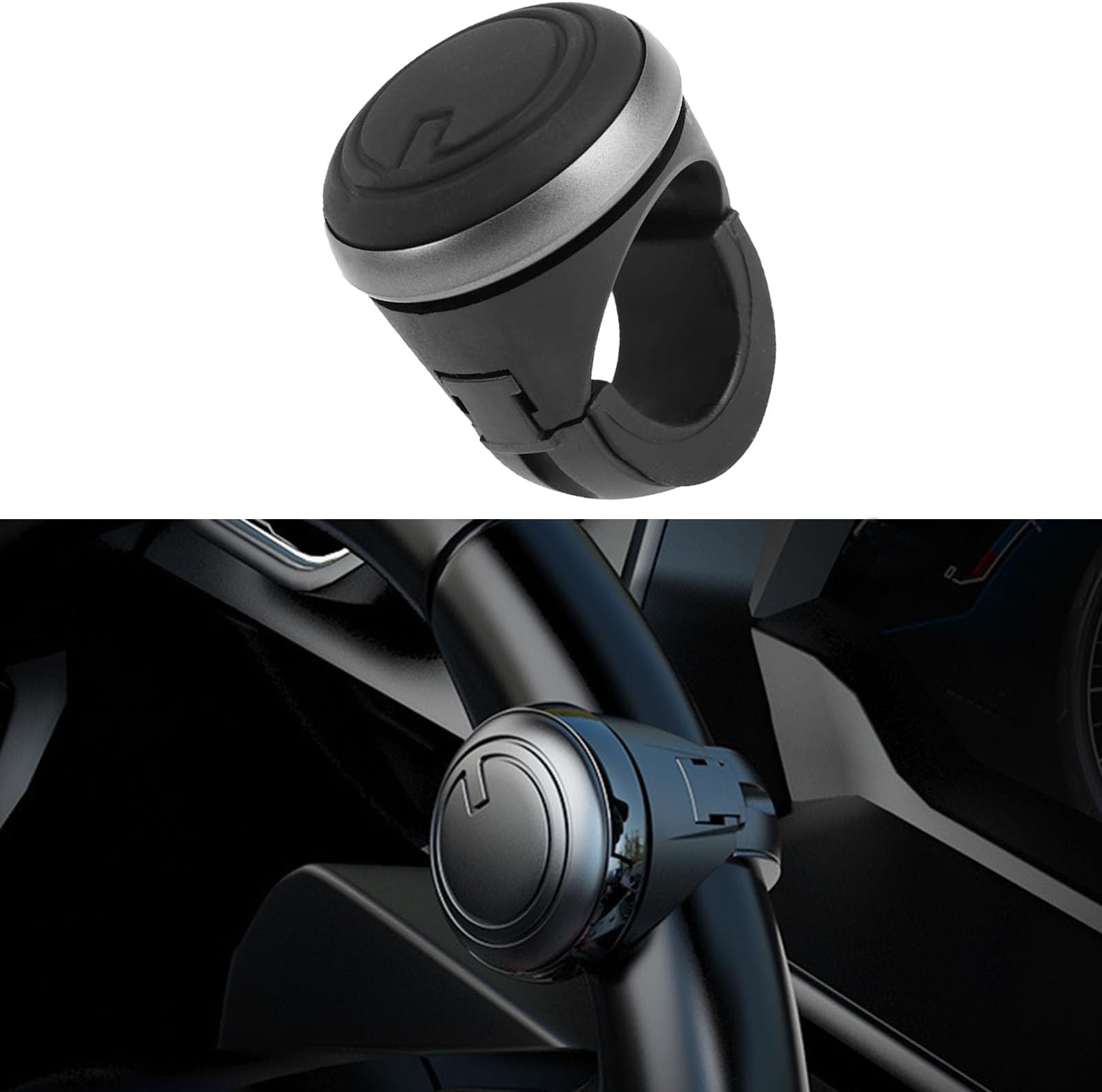 Car Steering Wheel Knob, Compatible with Renault Taliant Twingo Sandero Symbol, Flexible Control Durable Steering Wheel Power Handle Aid,Black
