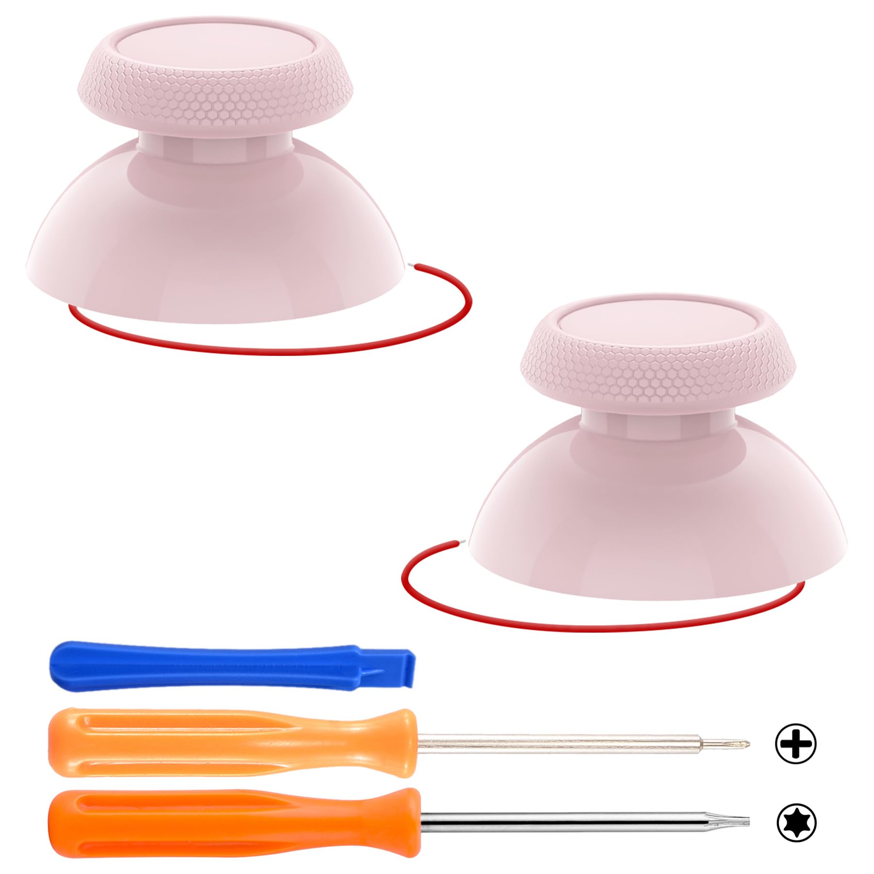 eXtremeRate Replacement Thumbsticks for Steam Deck LCD, Custom Analog Stick Joysticks Repair Kit for Steam Deck OLED Console with Original Touch Sensing, Anti-Slip Texture Grip - Cherry Blossoms Pink - 1