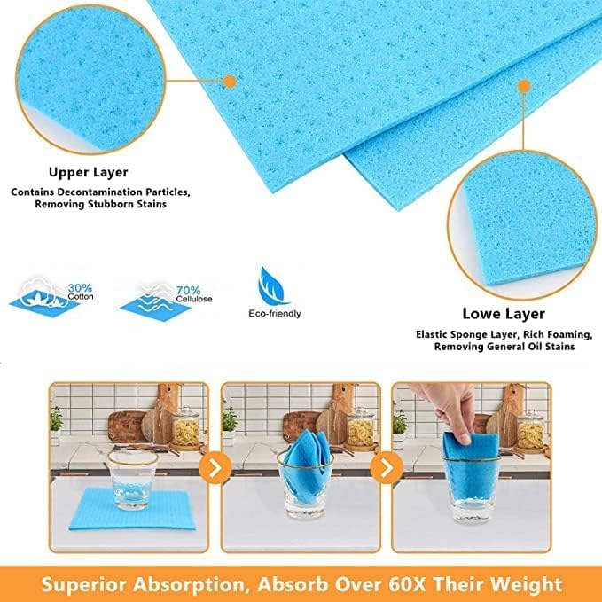Image of Cleaning Sponge for Kitchen and Home, 22cm x 20cm x 0.5 cm, Pack of 10