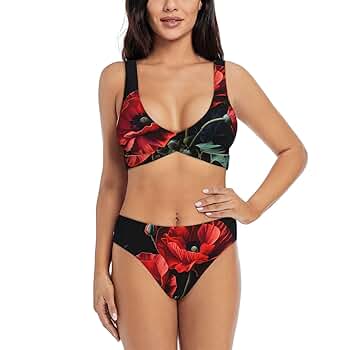 Amazon.com: Red Poppy Flower Swim Suits for Women 2024, 2