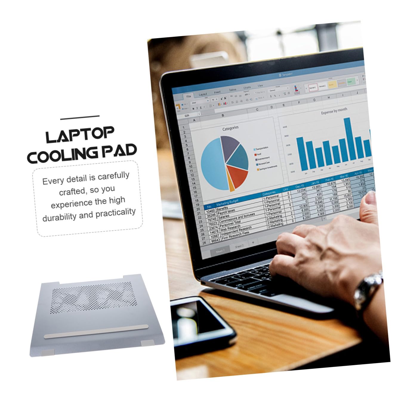 UKCOCO Supporto Raffreddamento Laptop con Ventole Doppie USB Design Antiscivolo e Ventilati per Dissipazione Rapida Calore per PC Portatili e Notebook