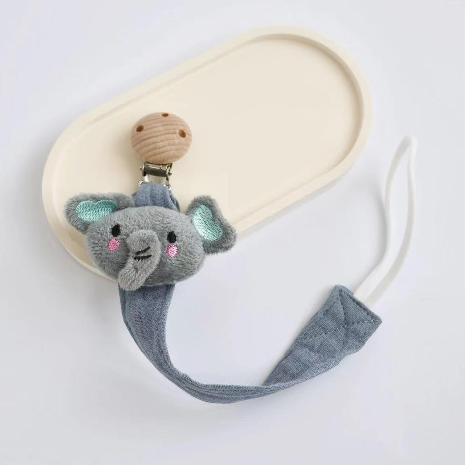 Pacifier Holder - Teething Ring Strap for Pacifiers | Animal Shaped Anti Lost Holder, Soft Silicone, Teether and Hiccup Towel Clip Holders 27x7x3cm/10.63x2.76x1.18 Inches — view 3