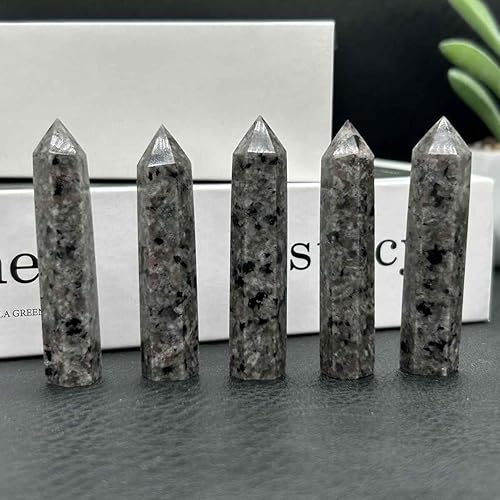 Miniatura 8 de 5 varitas de cristal curativo de cuarzo natural Yooperlita, 6 piedras facetadas de chakra de Reiki, varita de prisma facetada de un solo punto de