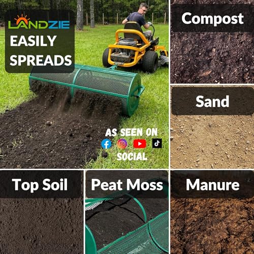 Image of Compost Spreader 60 Inch Tow Behind, Peat Moss Roller - Landzie