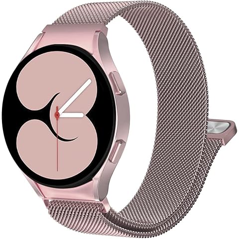 LiWerlly No Gaps Mesh Bands for Galaxy Watch 6/5/4 Band 40mm 44mm/Watch 5 Pro Band, Samsung Watch 4/6 Classic 42mm 43mm 46mm 47mm, Milanese Stainless Steel Metal Magnetic Strap for Women Men, Gose Cover