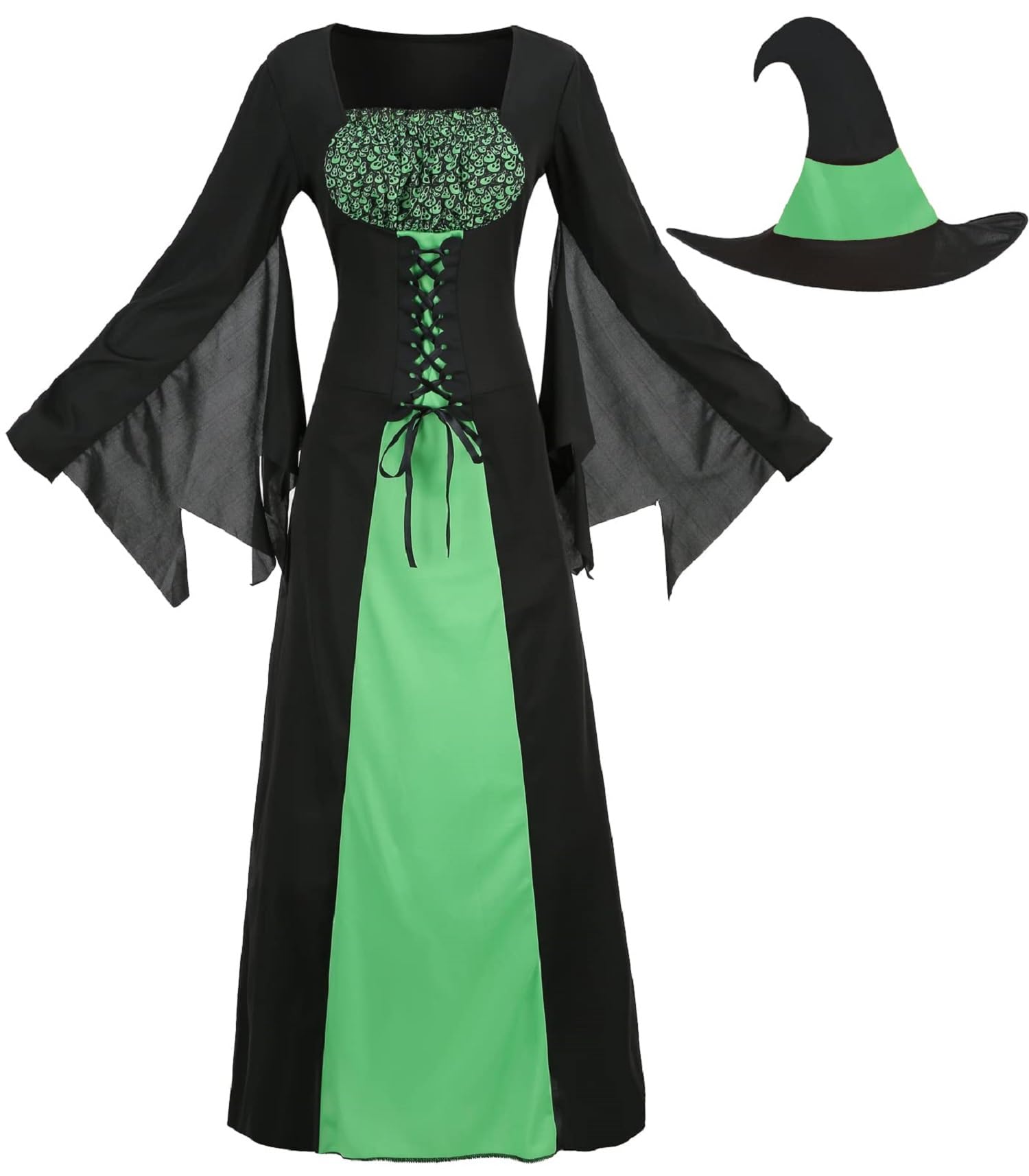 Colorful House Women Wicked Witch Costume, Purple Long Sorceress Classic Dress