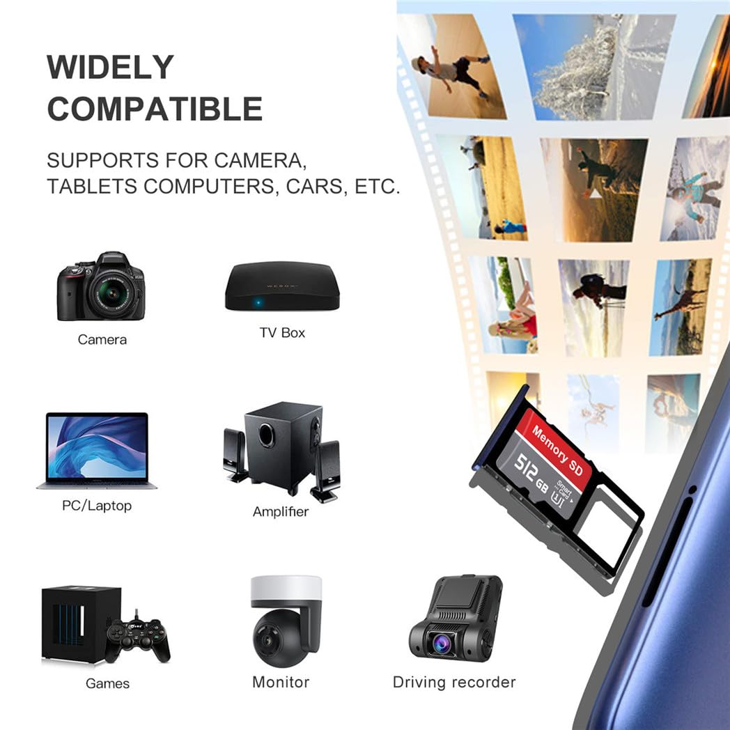 Micro SD 512 GB Ultra-HD | Scheda Memoria Alta Velocit&agrave; Per Drone, Smartphone, Action Cam