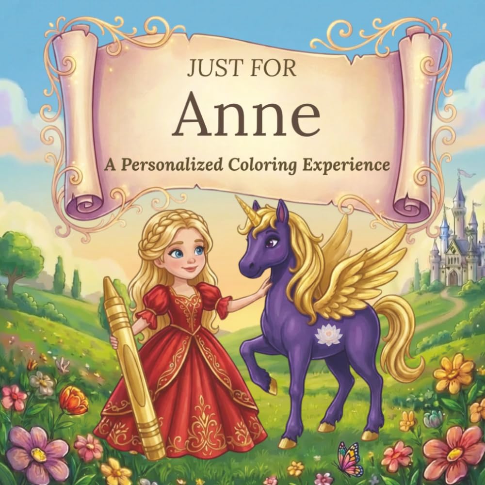 Just for Anne: A Personalized Coloring Experience: 50 total coloring pages | 28 coloring pages featuring Anne’s name | 22 coloring pages themed for girls (Personalized Coloring Book Series)