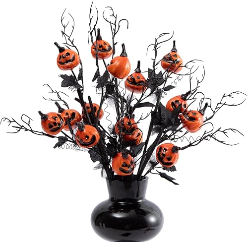 Miniatura 7 de Laelfe 6 tallos de eucalipto artificiales negros, ramas de hojas de eucalipto artificiales negras de 14 pulgadas, tallos de eucalipto negro falso