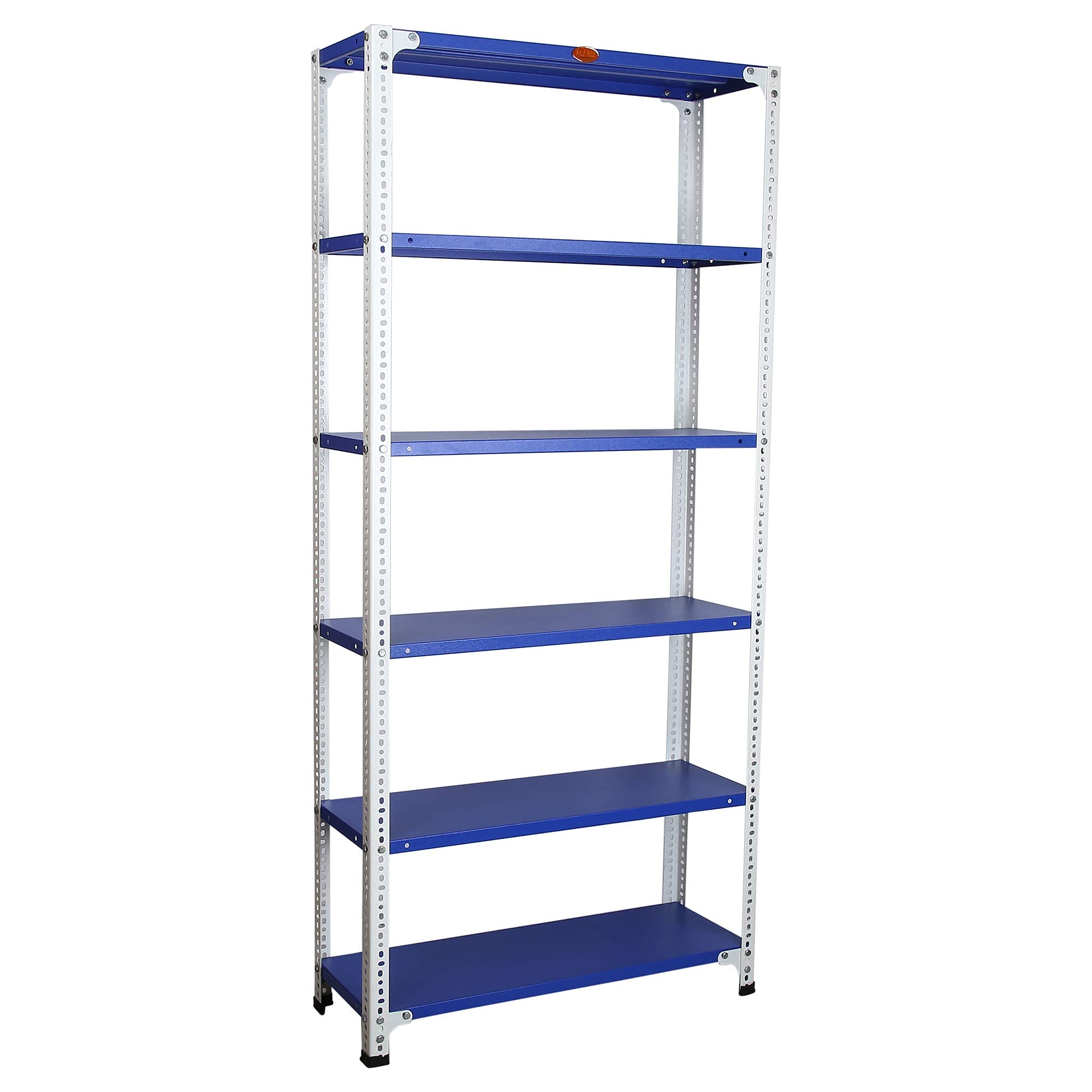Mil-Nil Prime CRC Sheet 72X36X12 Inch Multipurpose Storage, Adjustable Shelf, Slotted Angle Rack with 6 Shelves 24 Gauge_Blue/White 16 Gauge Angles-image-18