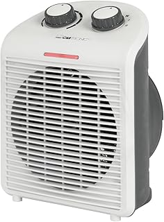 Clatronic Heizlüfter HL 3761, mobiler & kompakter Heizlüfter, 2 Heizstufen (1000/2000 W), Kaltstufe (Ventilator), stabiler Tragegriff, Grau-weiß, 263951