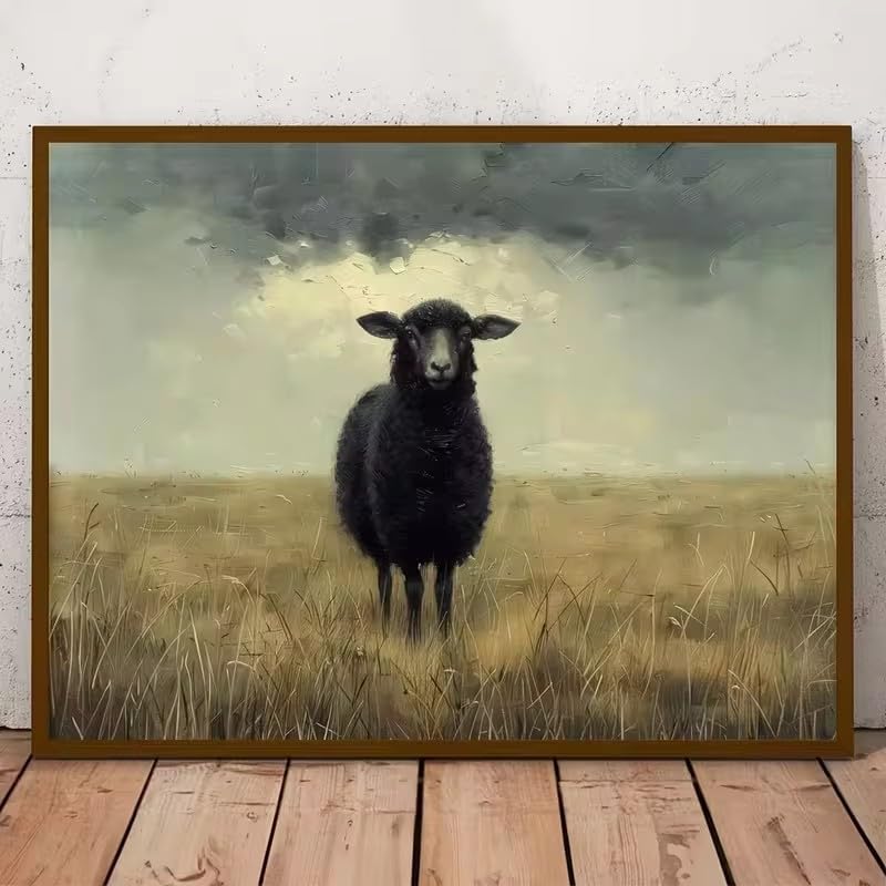 Toile Mouton noir chic pour habiller un mur vide avec style vintage