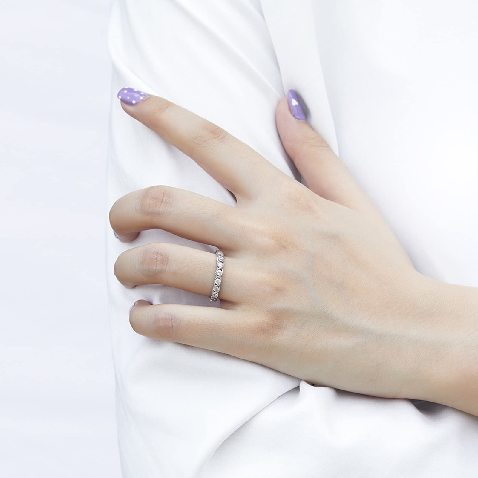 AMDXD Anillos de boda de plata 925, anillos de onda, para mujeres, niñas, niños, confirmación, regalos para niñas, joyas para mujer