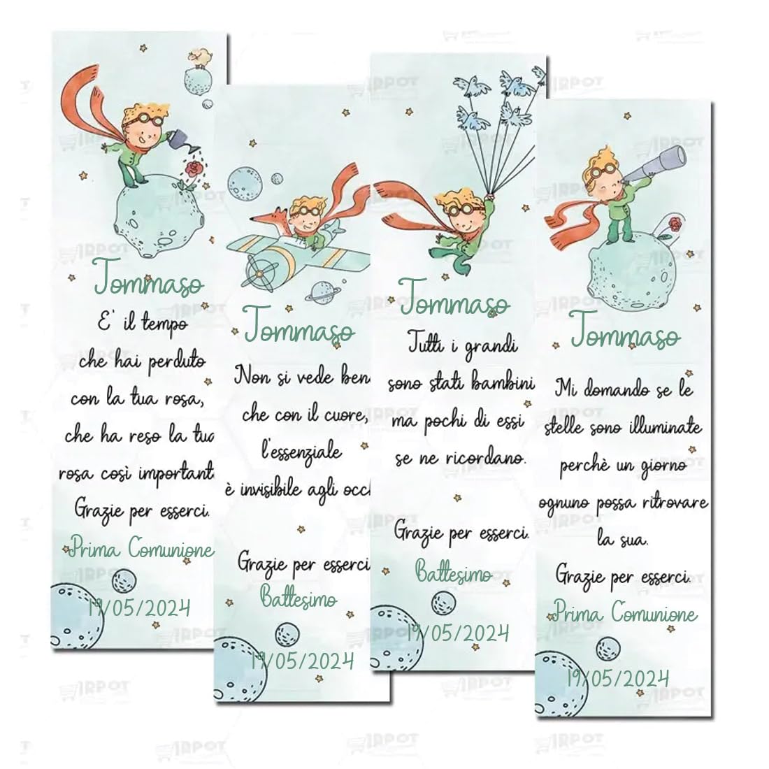 50 pz. segnaposto Piccolo Principe New Personalizzabili ideali per vari eventi segnalibro in carta prima comunione bambina bambino segna posti cartoncino cresima battesimo compleanno
