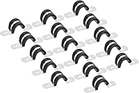 Vista 20 de uxcell 16 abrazaderas de cable de 1.496 in (1-1/2 pulgadas), correa de goma acolchada de goma de acero inoxidable 304 abrazadera de manguera