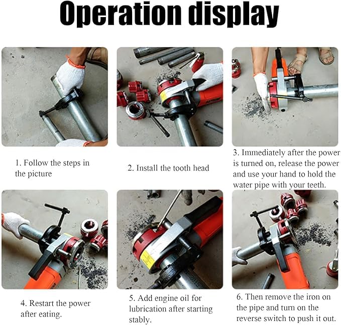 Przenośna elektryczna gwintownica do rur z silnikiem miedzianym – lekkie, ręczne narzędzie do gwintowania, przeznaczone do efektywnych prac hydraulicznych i projektów DIY (4heads)