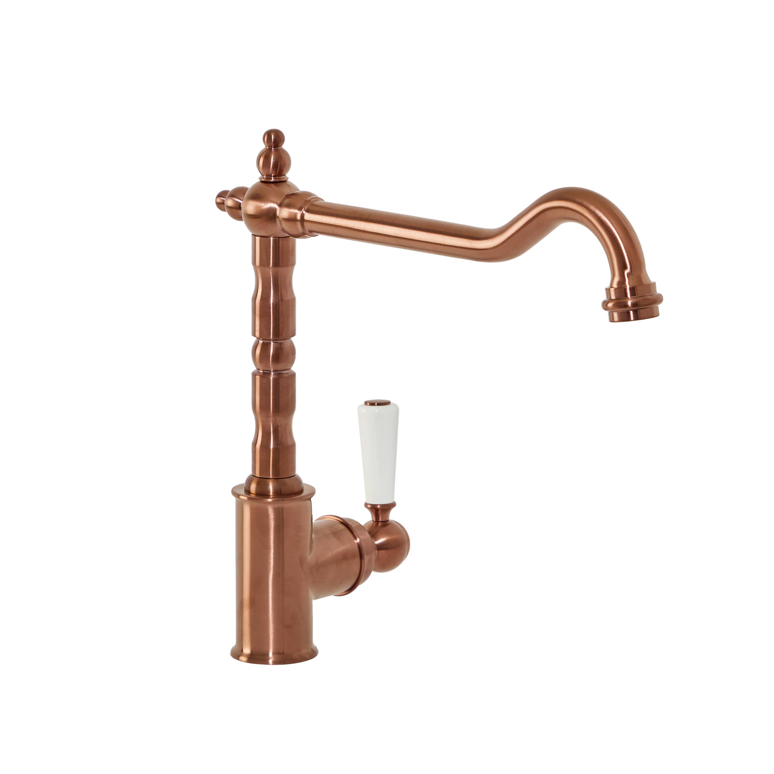 Milano Elizabeth Traditional Lever Handle Kitchen Sink Mixer Tap Swivel Spout - Copper