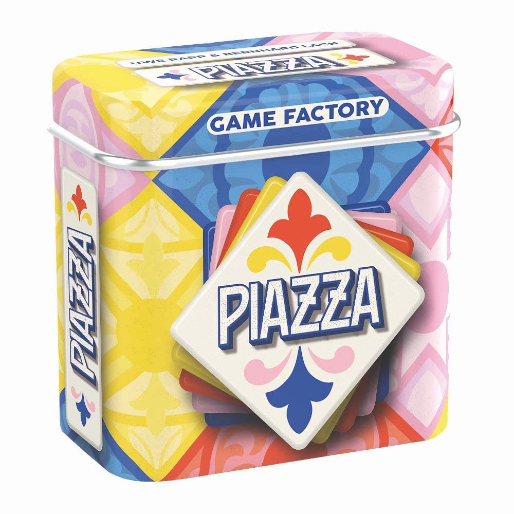Game Factory 646309 Piazza, mini gra w poręcznej metalowej puszce, gra karciana dla dorosłych i dzieci od 8 lat, gra podróżna, biała