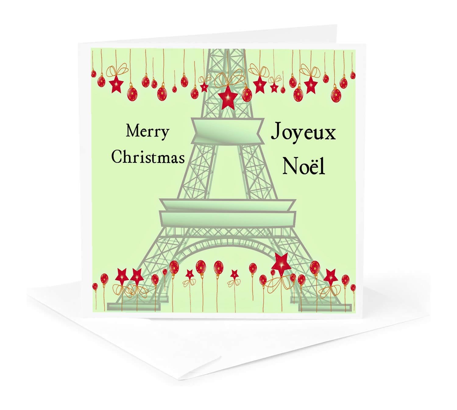 Amazon.com: Joyeux Noel - Merry Christmas in French - Eiffel Tower