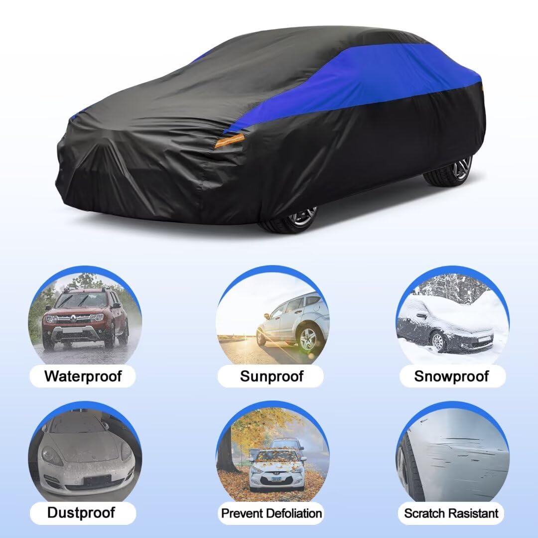 GUNHYI Autoabdeckung Wasserdicht Atmungsaktiv, Abdeckplane für BMW 4 Series（2013-2024），Schwarz BlauVollgarage Autoplane für Regen Sonne Staub Schutz und Baumwollfutter.