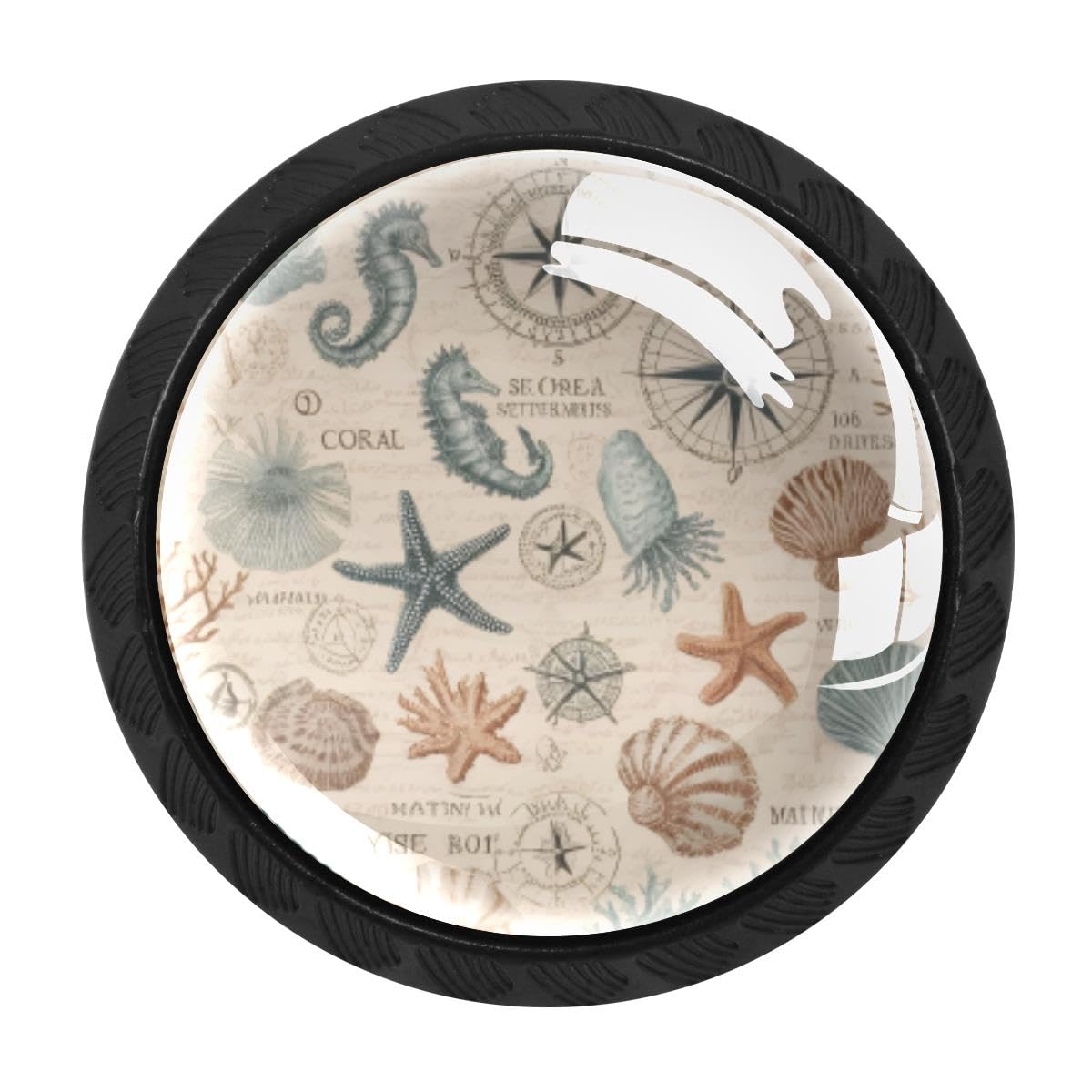 Heoeh Multi 6 4 Pcs Cabinet Knobs, Starfish Coral Seashell Drawer Knobs Dresser Handles