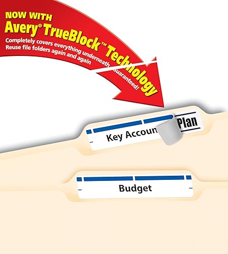 Miniatura 8 de Avery TrueBlock - Etiquetas para carpetas de archivos, 23 pulgadas x 3-716 pulgadas, 1,500 etiquetas imprimibles, blancoazul, permanentes (5766)