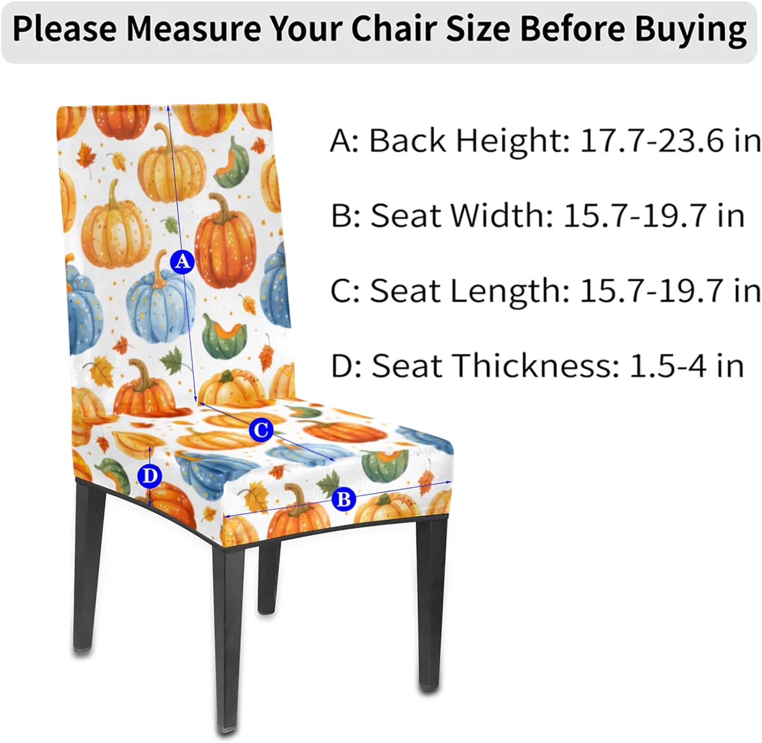 QsirBC Abstract Pumpkin Leaf Stretch Dining Room Chair Covers Set of 6 Chair Slipcovers Removable Washable Kitchen Seat Covers Chair Protectors for Hotel Party Wedding
