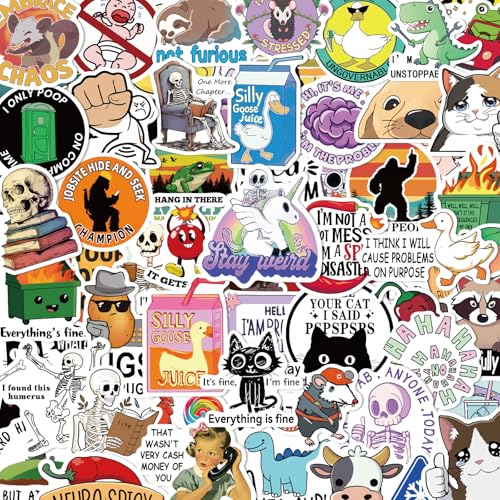 ELZO 300 Pcs Holographic Funny Stickers for Adults Pack - Sarcastic, Waterproof Vinyl Stickers for Water Bottle, Laptop, Phone, Journal, No Repeats