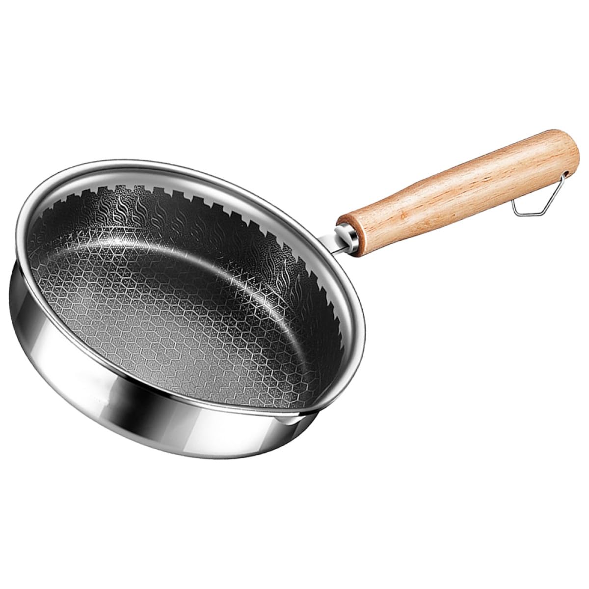 ULTECHNOVO Padella a Nido D'ape Antiaderente in Acciaio Inox 316 da 16 Cm, Padella da Cucina per Uova e Bistecche con Fondo Piatto e Impugnatura Ergonomica, Adatta a Tutti i Fornelli e