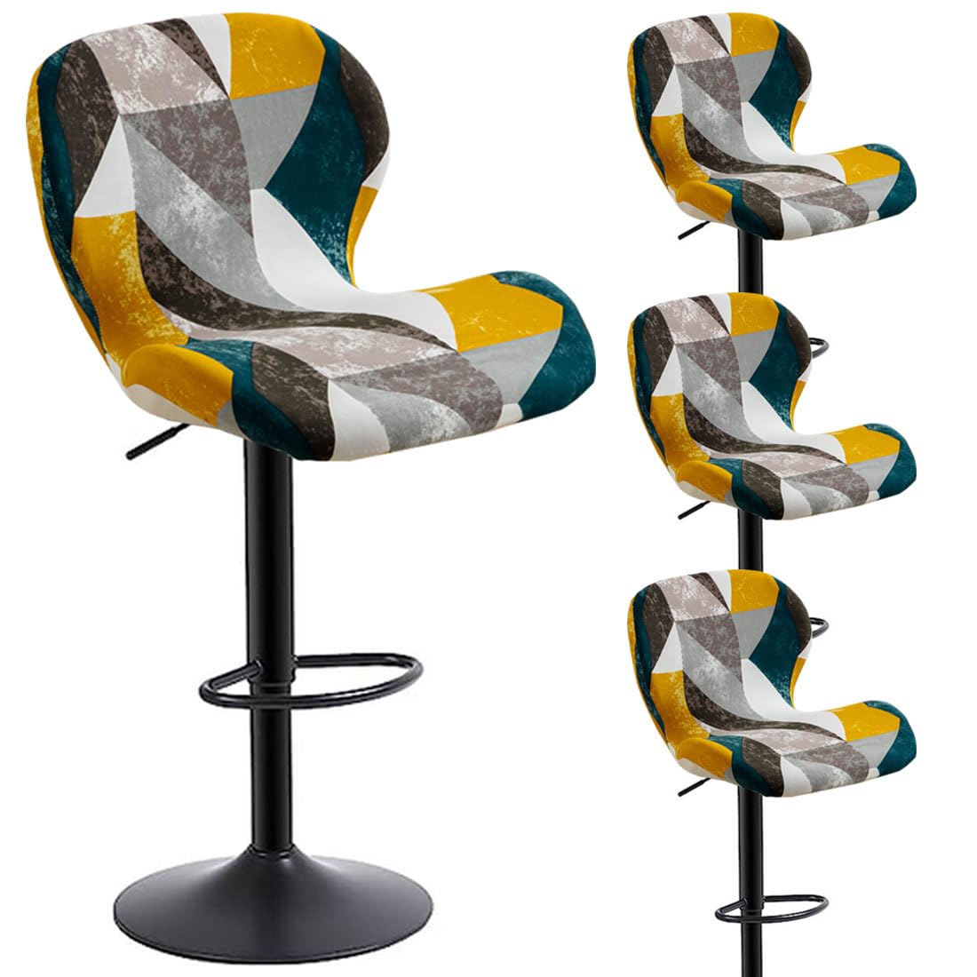 Levoberg Housse Tabouret Bar Incurvé Extensible – Lot 4, Avec Dossier, Tissu Doux Respirant, Cuisine Comptoir