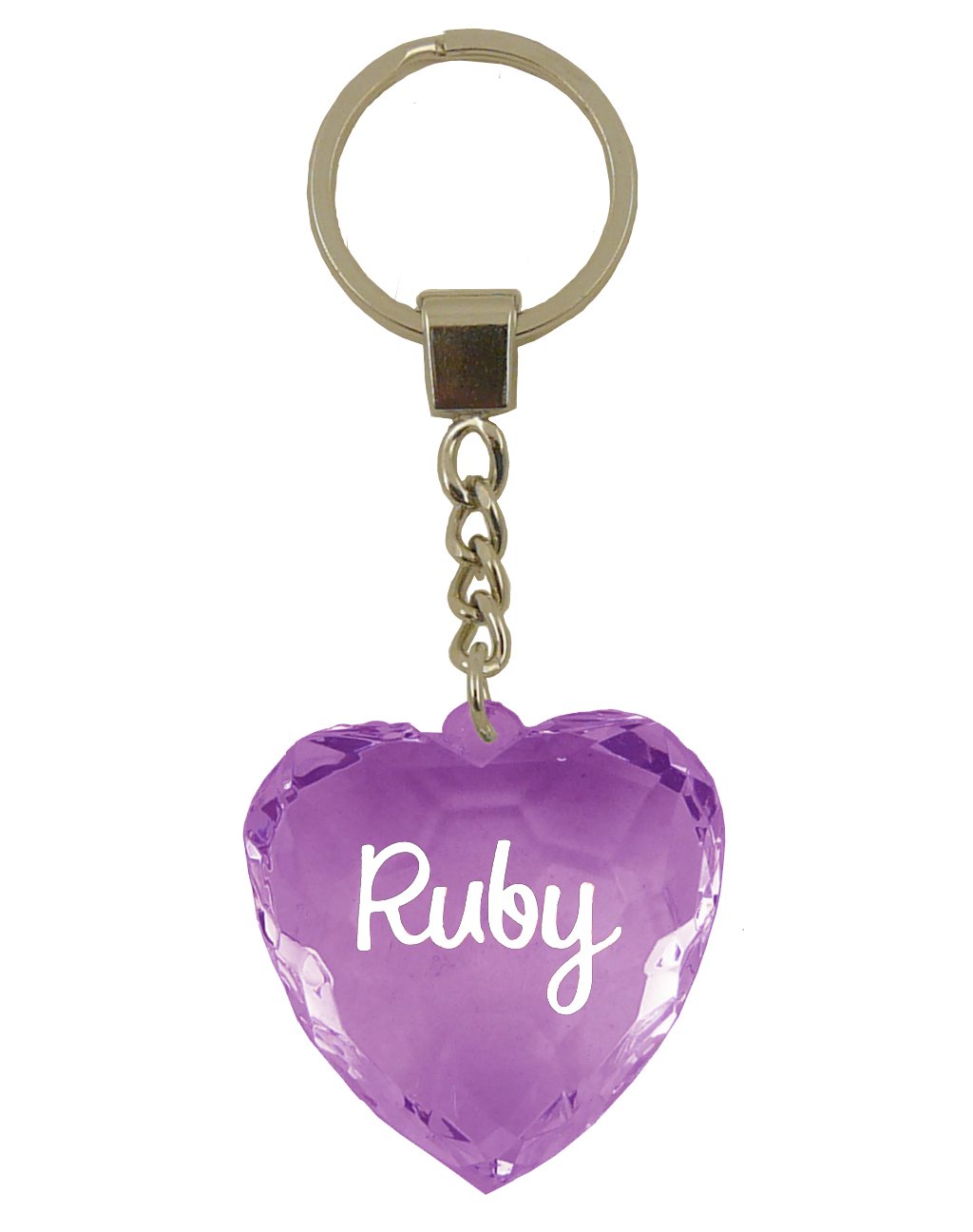 Instant Gifts Violet Ruby Heart Shaped Keyring - Purple