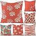 Lieson Juego de 6 fundas de almohada cuadradas, fundas de almohada de 18 x 18 cm, fundas de almohada para habitación de niños, color rojo, 45 x 45 cm, hoja de diente de león de coral, lino