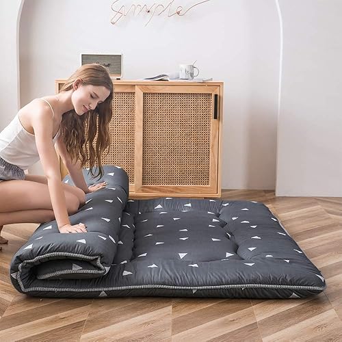 Miniatura 122 de Colchón futón japonés de piso gris constelación, de piso tatami, portátil, para acampar, para niños, sofá cama plegable enrollable con protector de