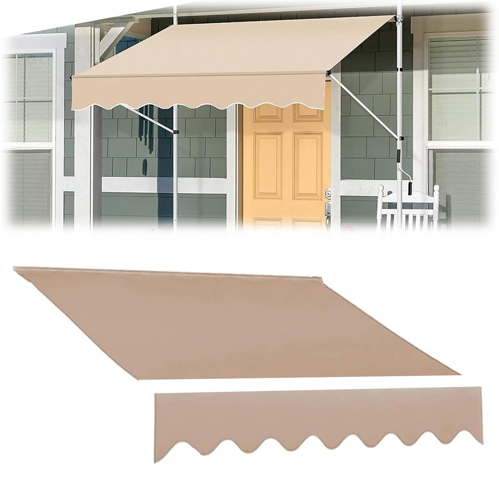 Tissu de rechange pour pare-soleil de terrasse (sans cadre) imperméable pour extérieur (marron, 300 x 150 cm) - Protection UV, installation facile
